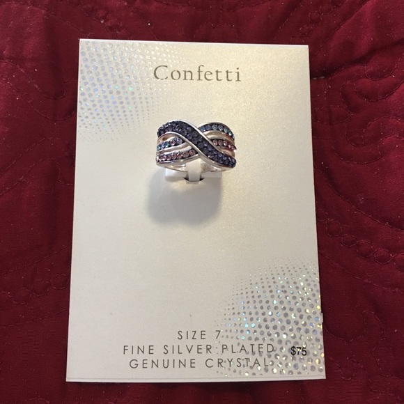 🆕 NWT! Silver plated ring w/multi color crystals - Picture 4 of 6